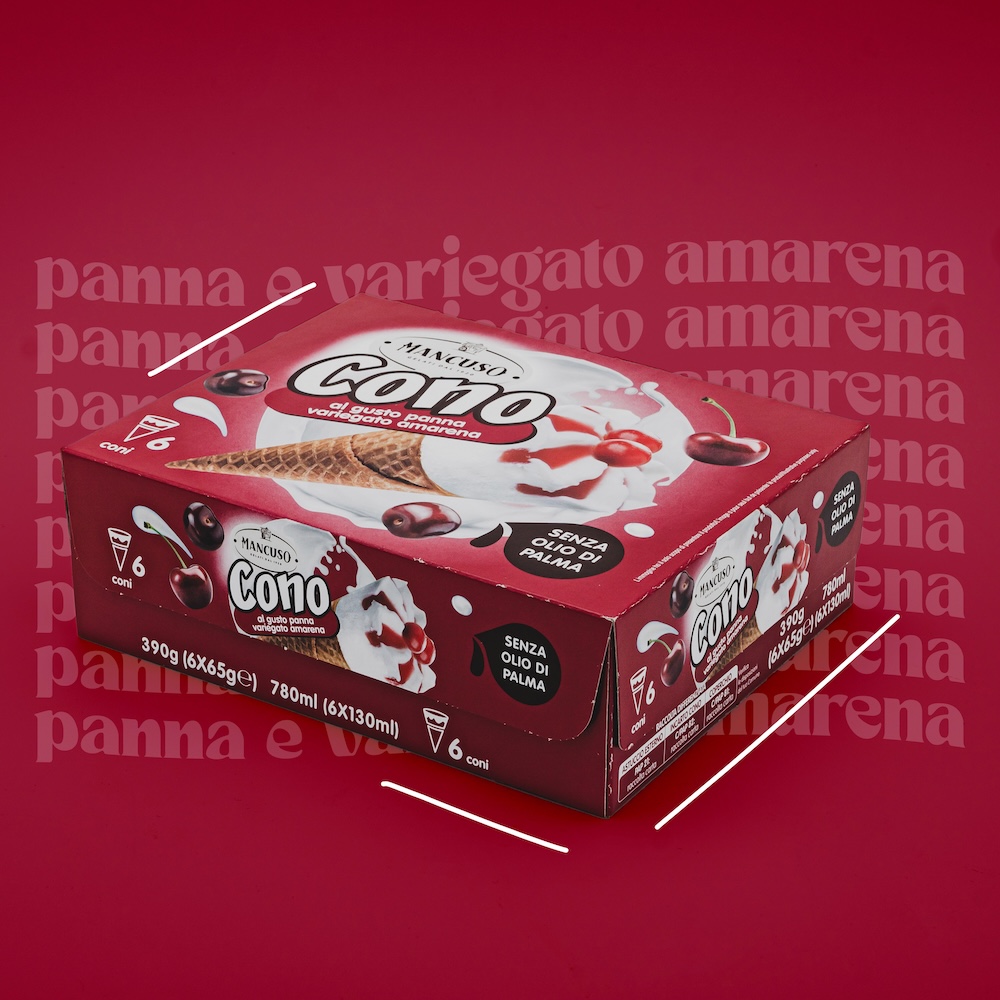 Mancuso gelati - Cono Gelato alla Panna Variegato Amarena