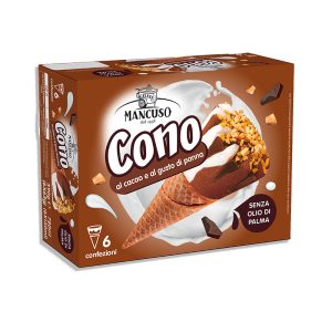 Mancuso Gelati - Cono al cacao e al gusto di panna senza olio di palma