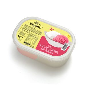 Mancuso Gelati - vaschetta di gelato siciliano al gusto di limone e di fragola