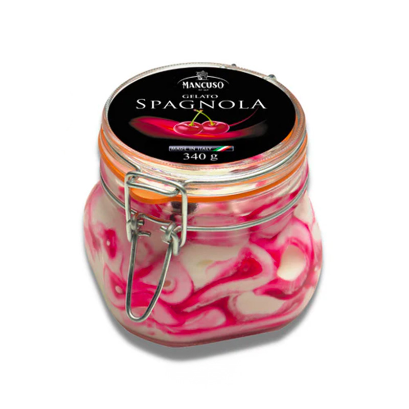 Mancuso Gelati - burnia in vetro con gelato alla stracciatella