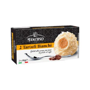 Mancuso Gelati - Tartufi bianchi - gelato al cioccolato con cuore di gelato alla crema